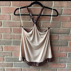 Pepper sequin detail halter tank top
